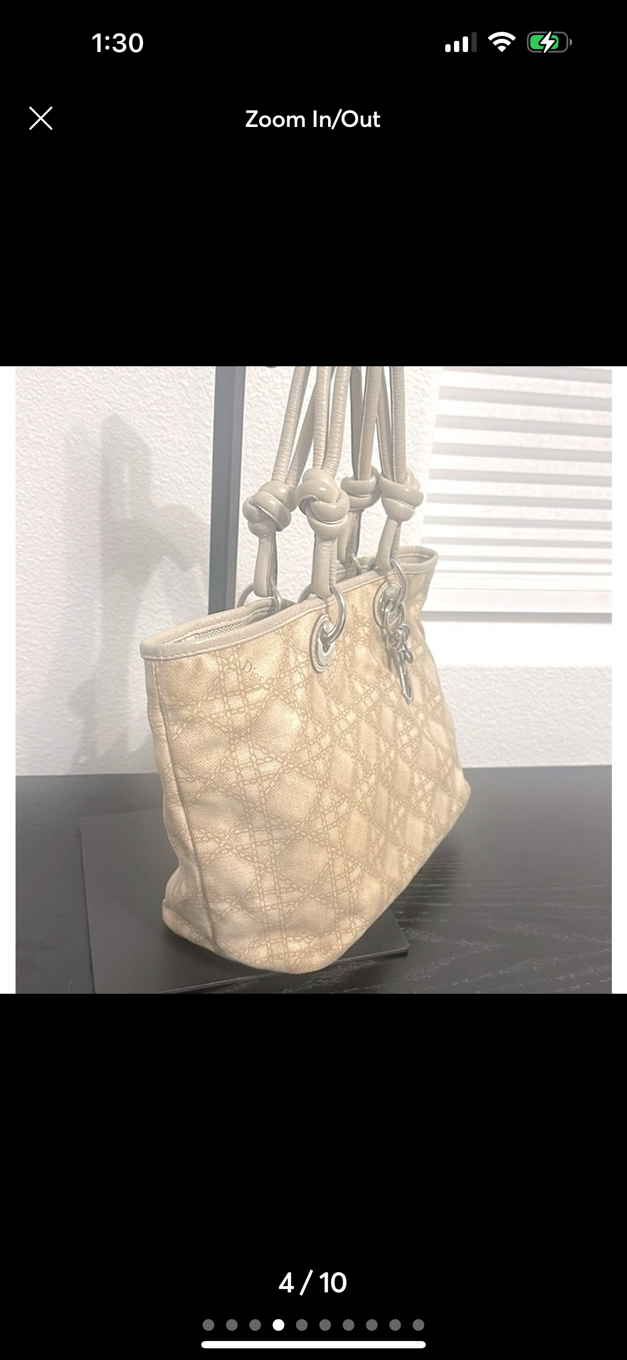 Christian Dior Beige Cannage Canvas Tote Bag