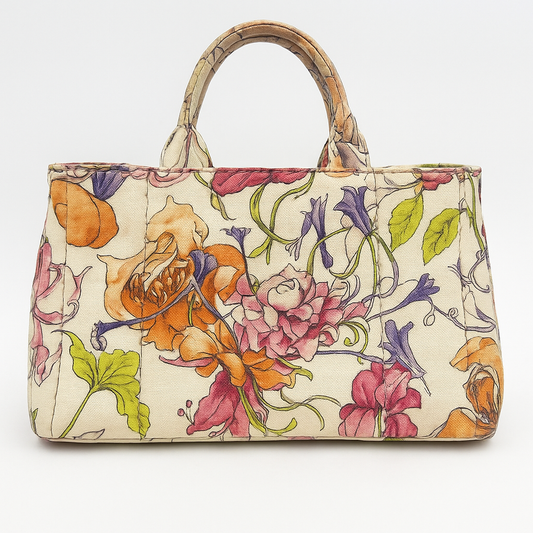 Prada Canvas Tote Bag - Floral Print