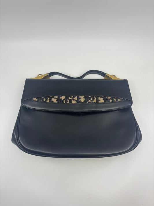 Vintage Dior Trotter Flap Bag – Black Leather & Monogram Canvas