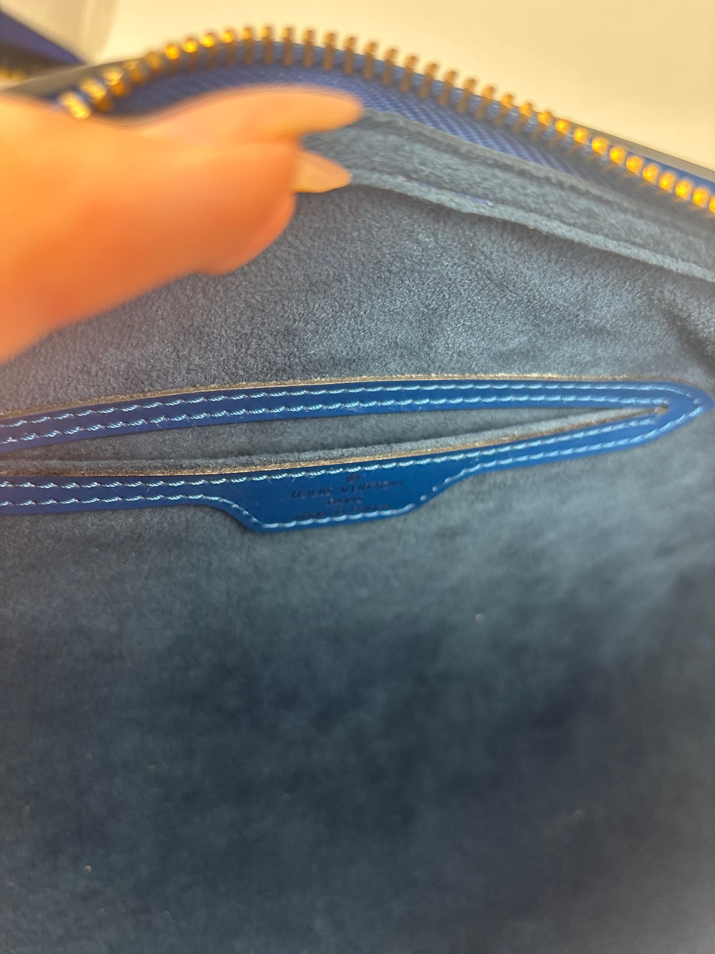 Louis Vuitton Epi Leather Soufflot Bag in Toledo Blue