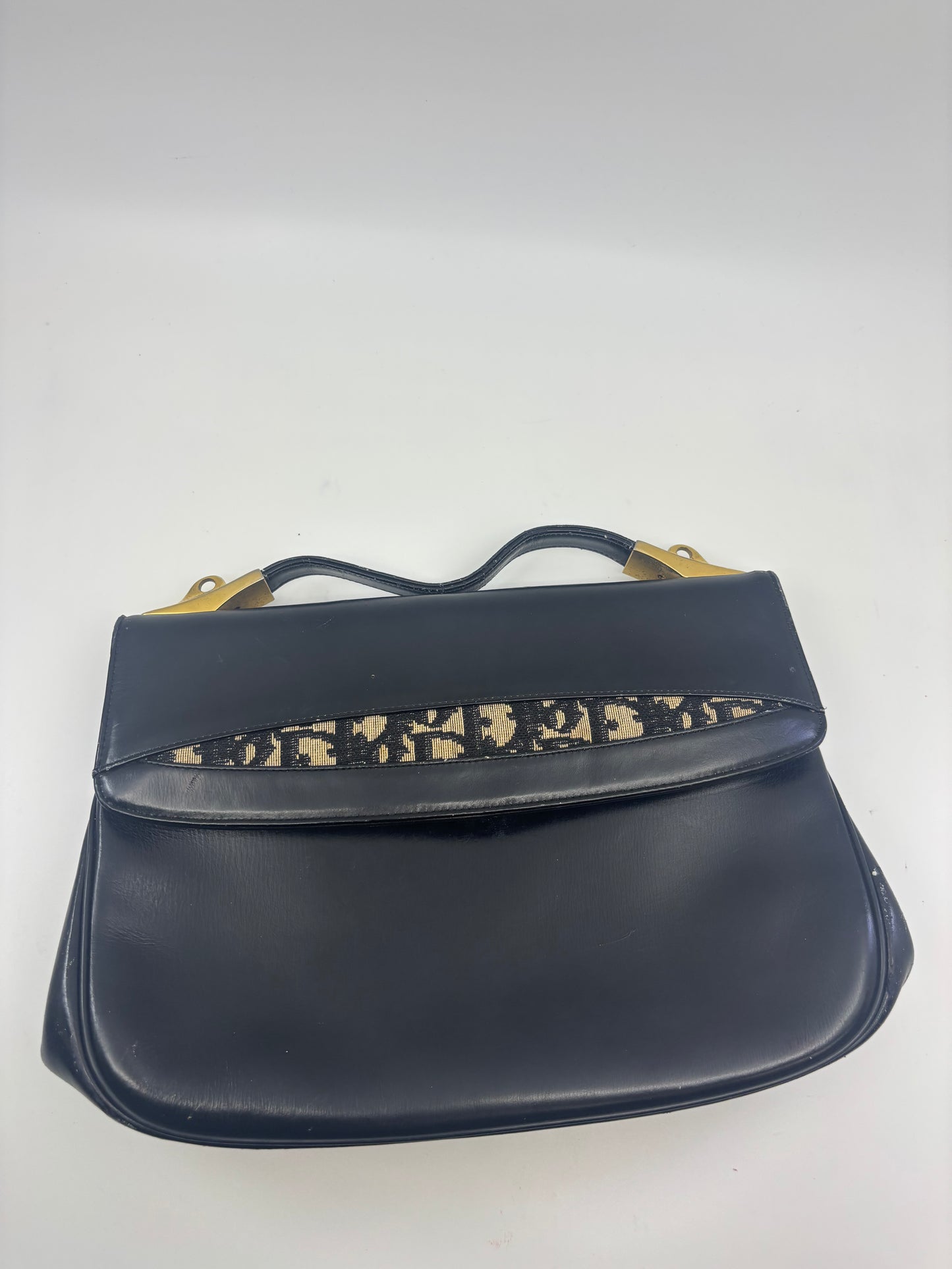 Vintage Dior Trotter Flap Bag – Black Leather & Monogram Canvas