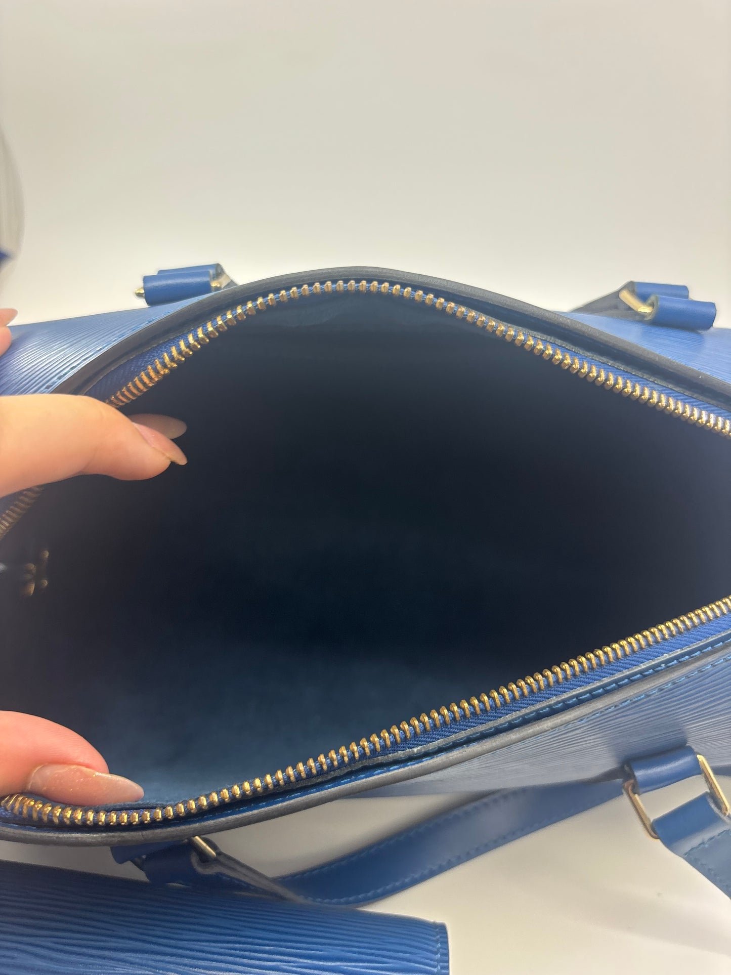 Louis Vuitton Epi Leather Soufflot Bag in Toledo Blue