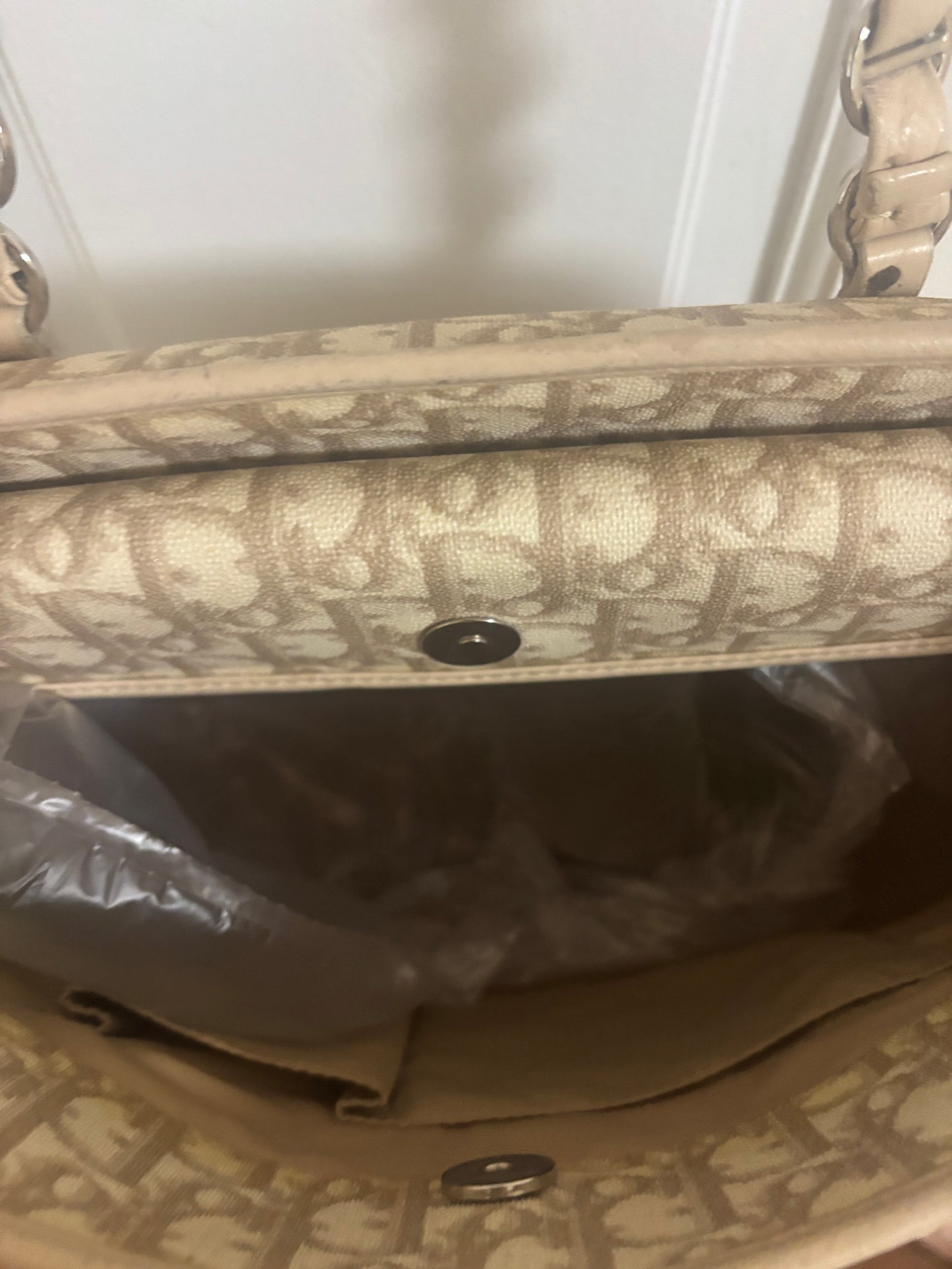 Christian Dior Vintage Beige Oblique Tote Bag