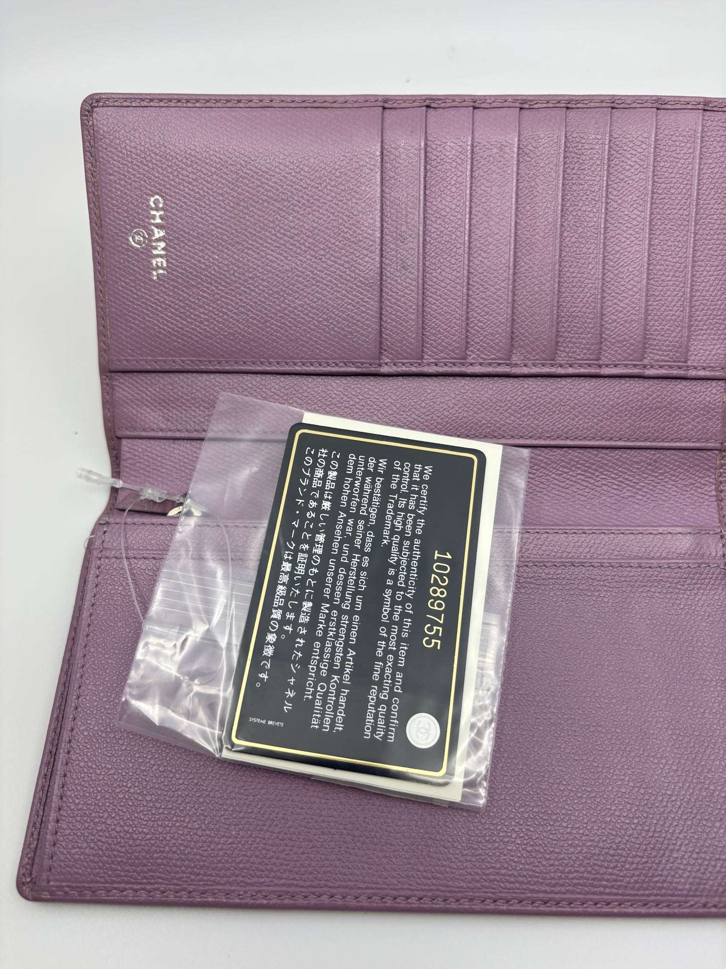 Chanel Long Wallet – Lilac Caviar Leather