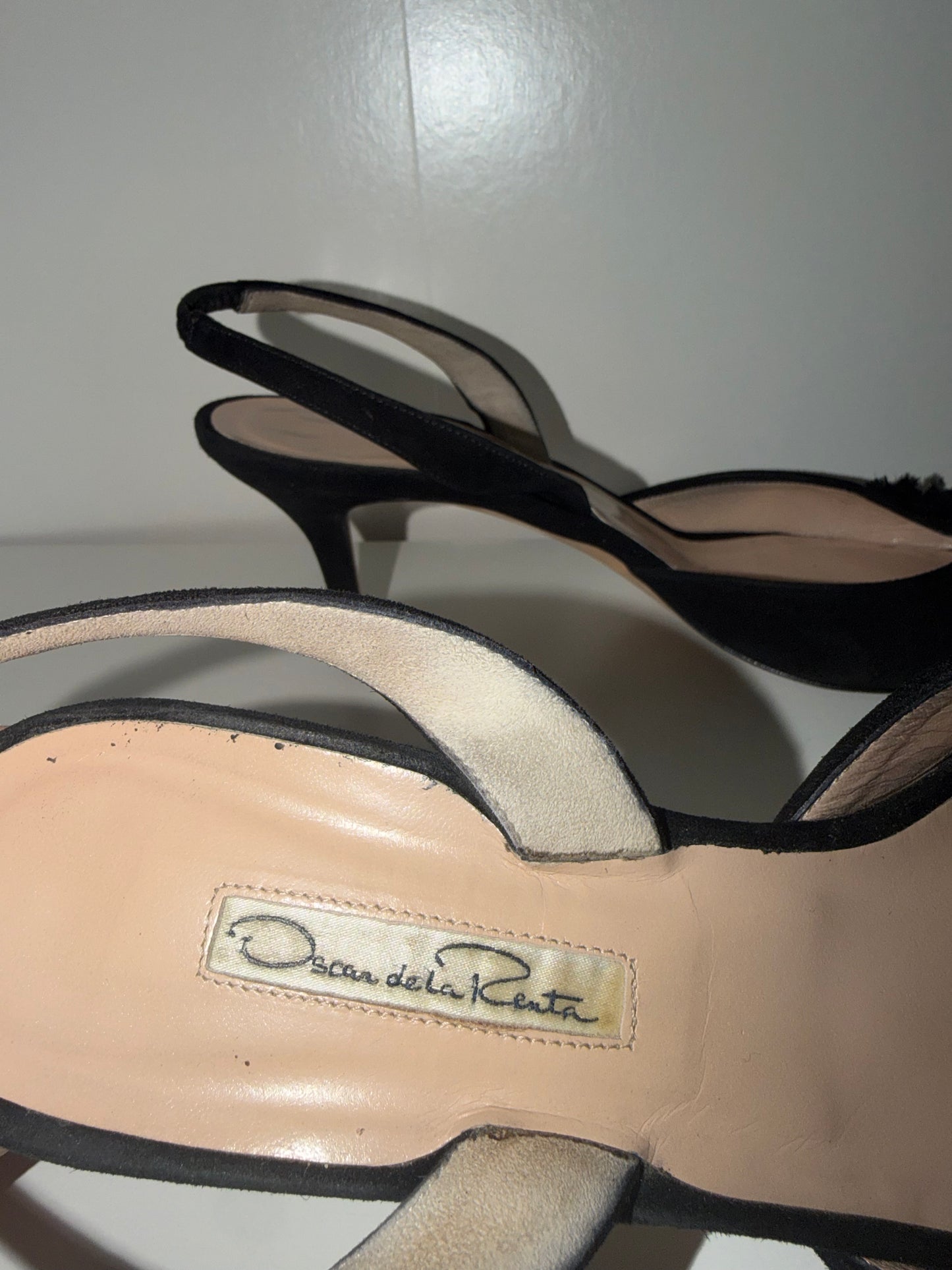 Oscar de la Renta Embellished Slingback Kitten Heels