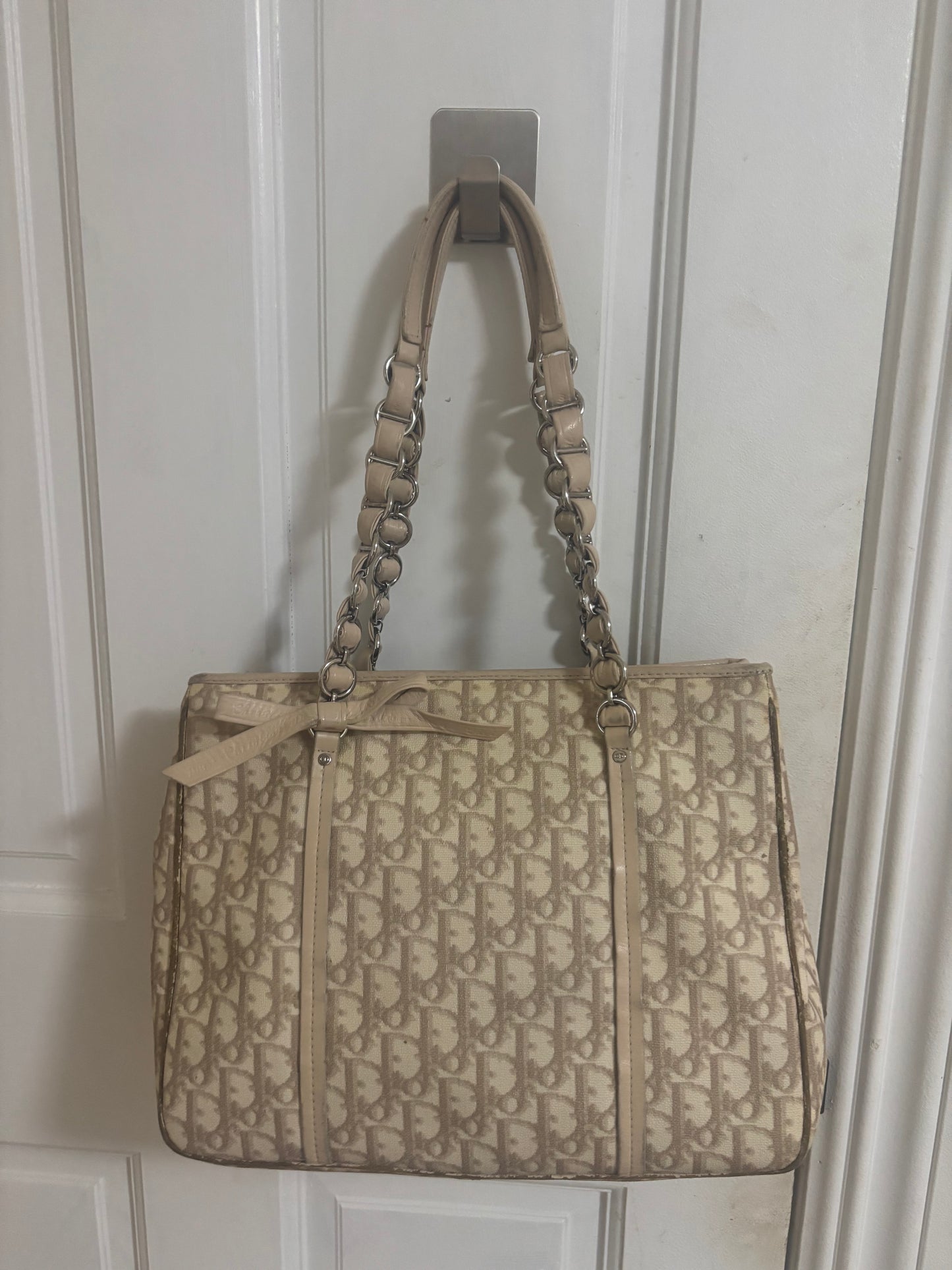 Christian Dior Vintage Beige Oblique Tote Bag