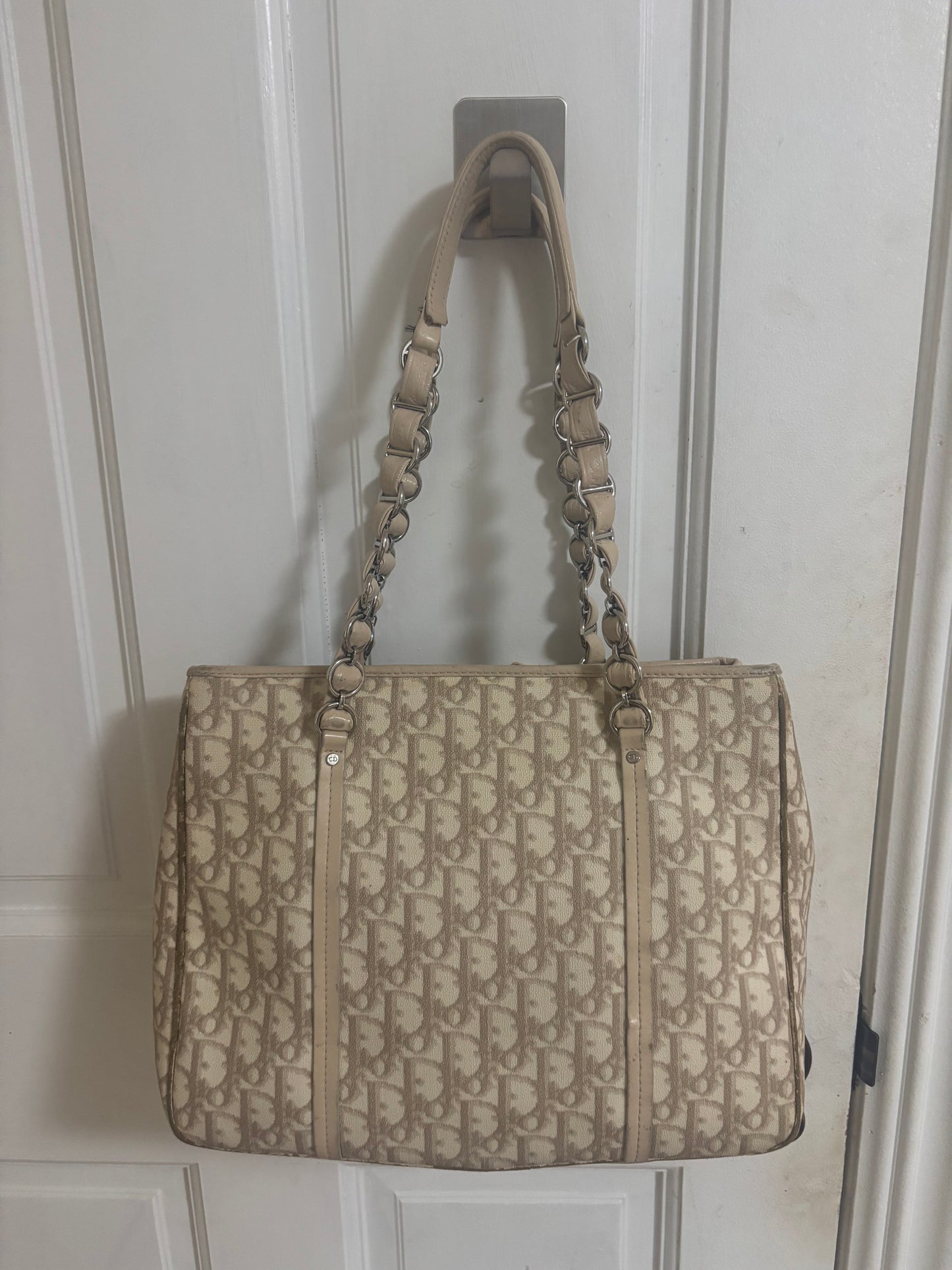 Christian Dior Vintage Beige Oblique Tote Bag