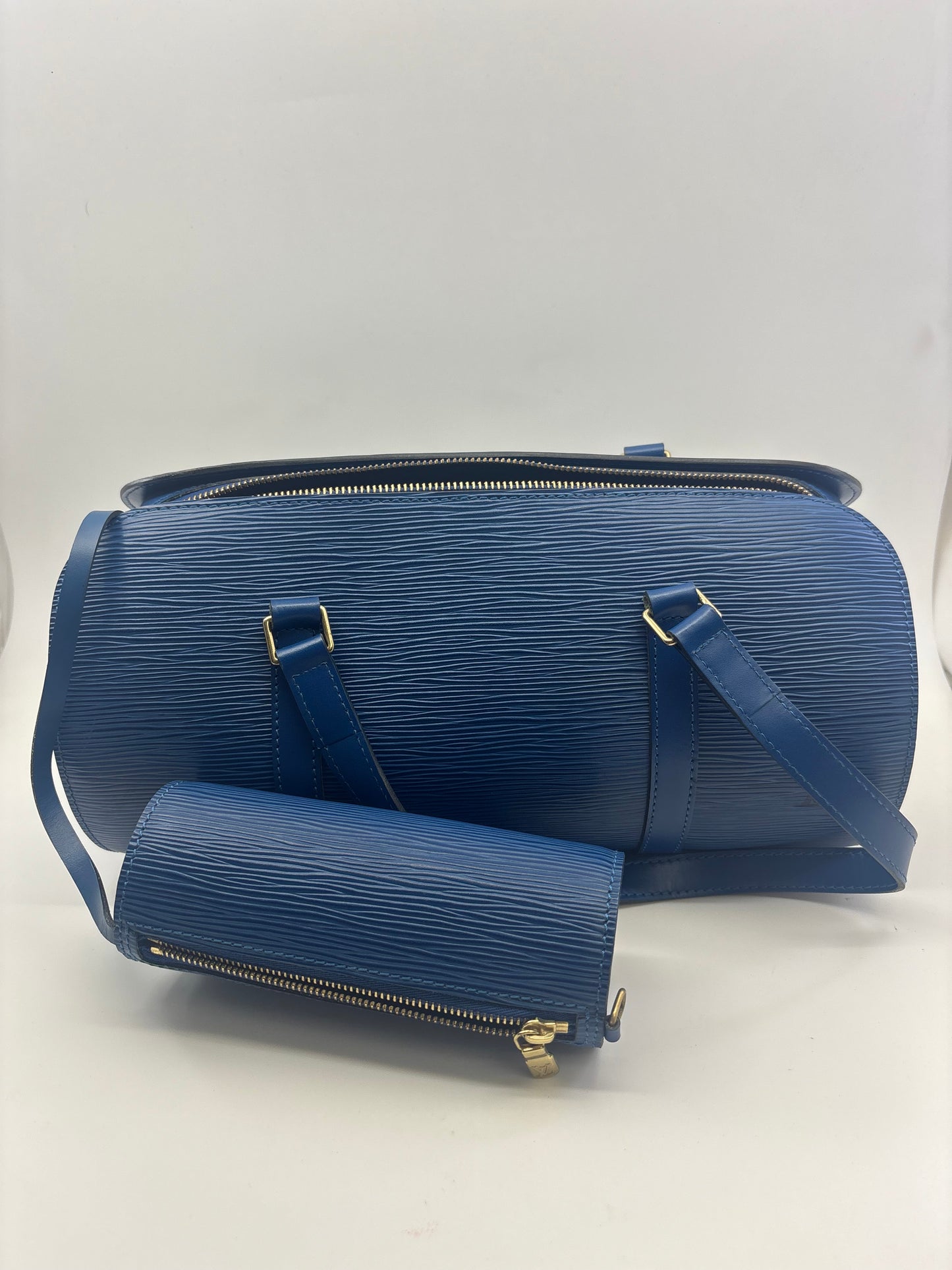Louis Vuitton Epi Leather Soufflot Bag in Toledo Blue