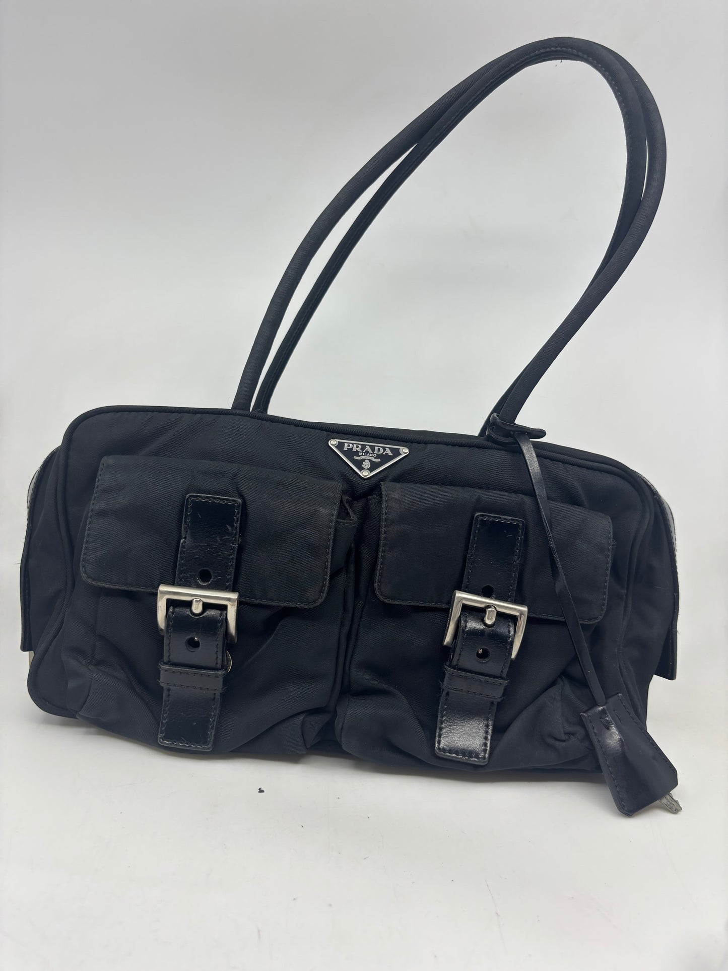 Prada Tessuto Nylon Buckle Shoulder Bag