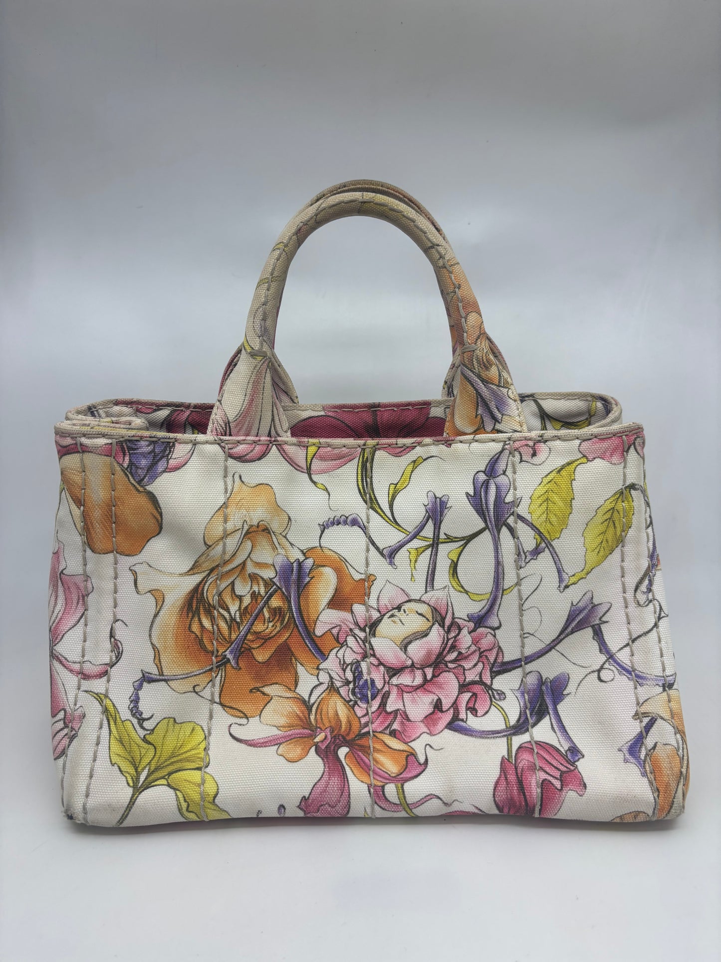 Prada Canvas Tote Bag - Floral Print