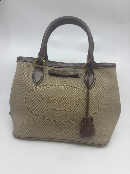 Prada Canapa Canvas Bowler Tote