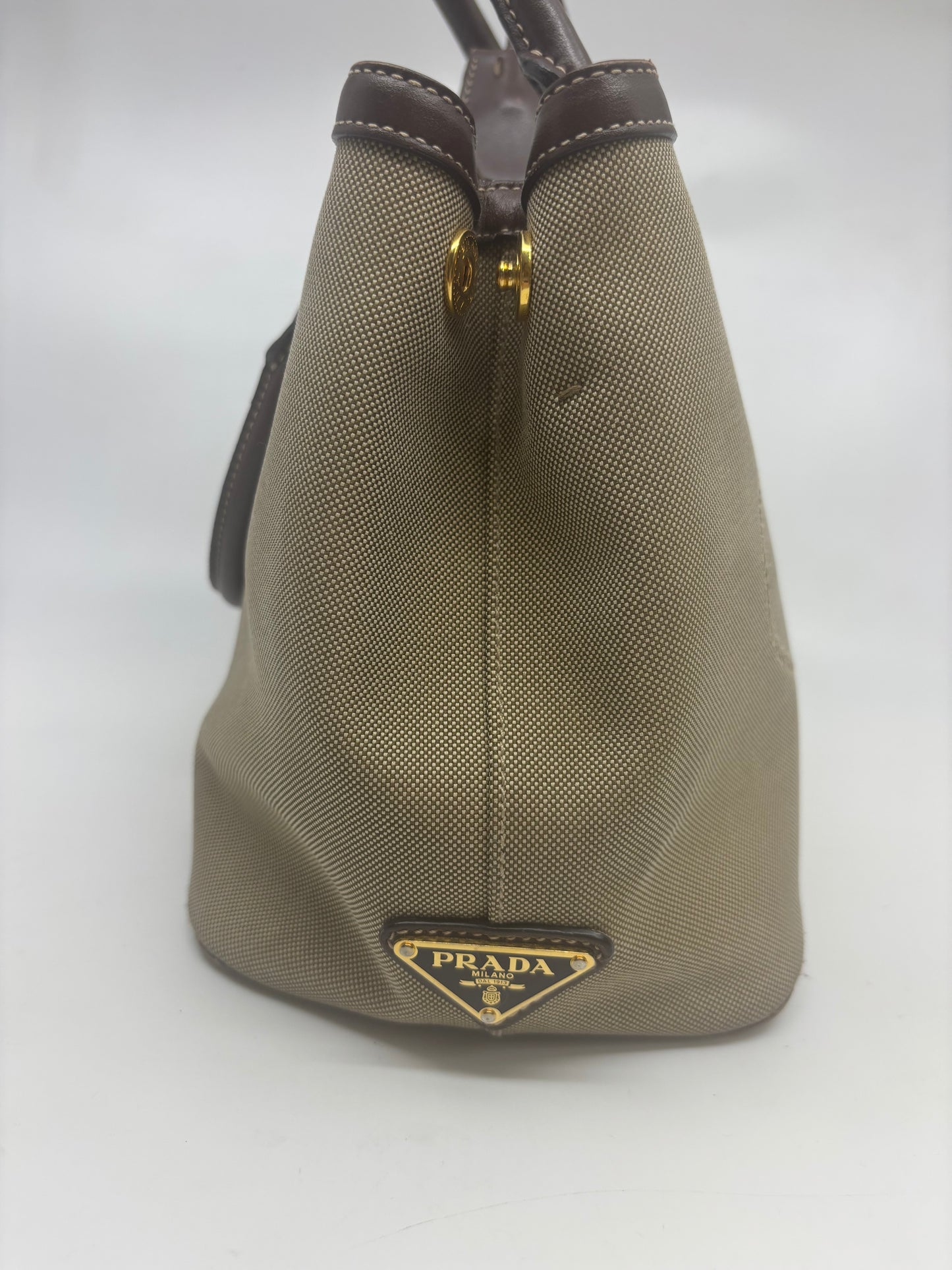 Prada Canapa Canvas Bowler Tote