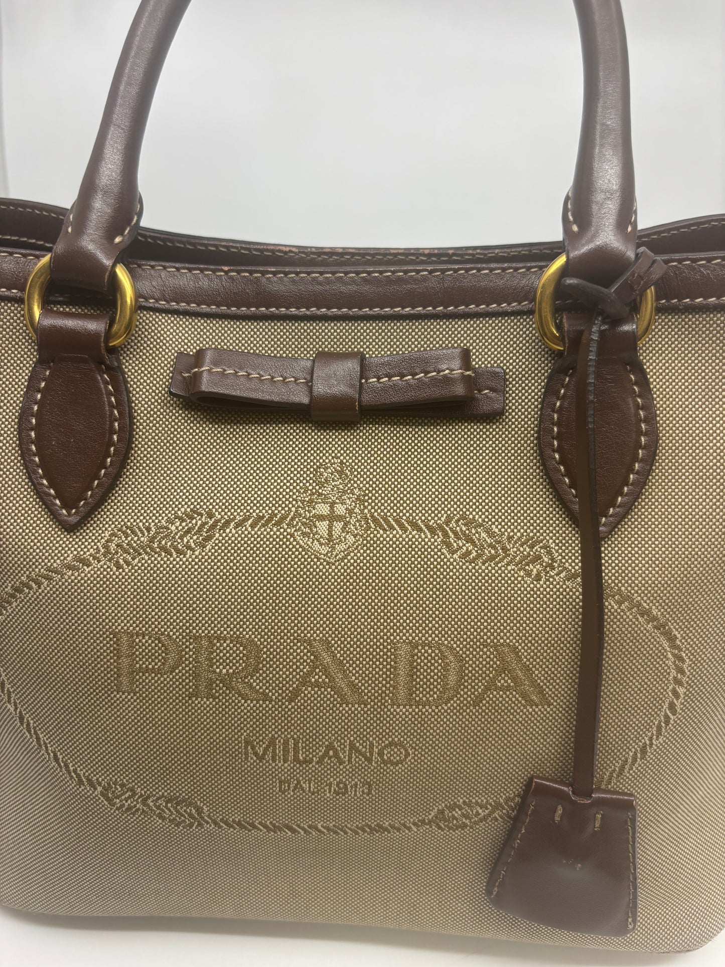 Prada Canapa Canvas Bowler Tote