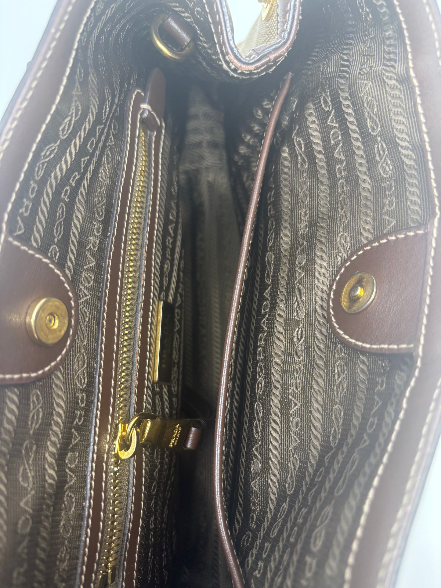Prada Canapa Canvas Bowler Tote