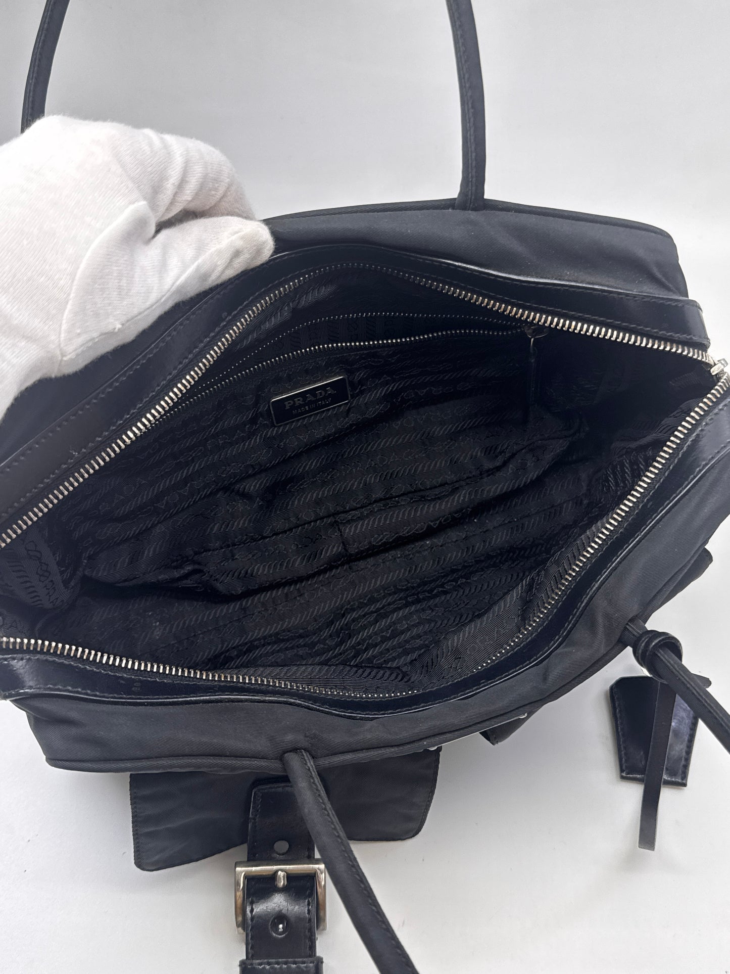 Prada Tessuto Nylon Buckle Shoulder Bag