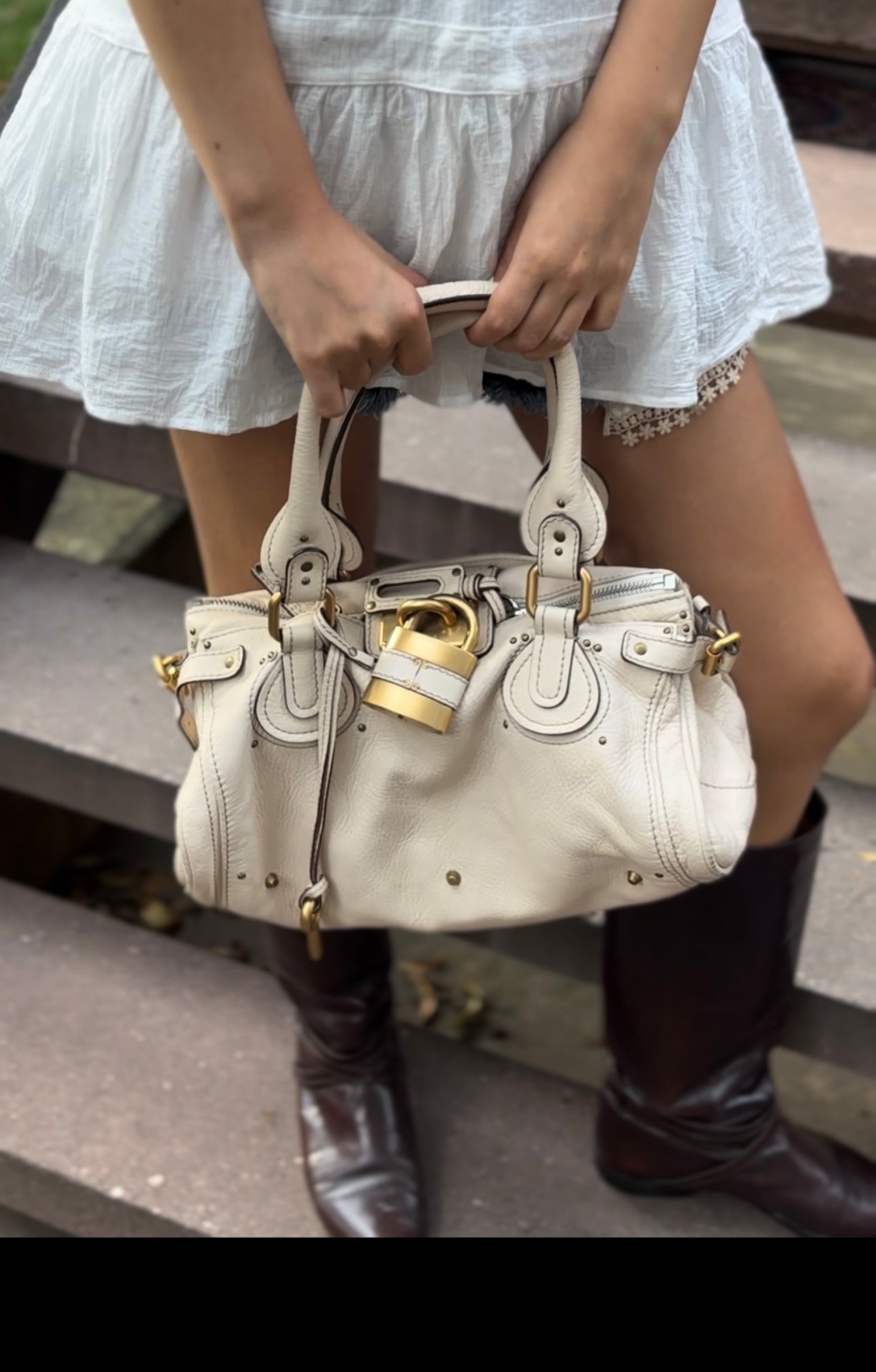 Chloe Paddington Leather Satchel – White