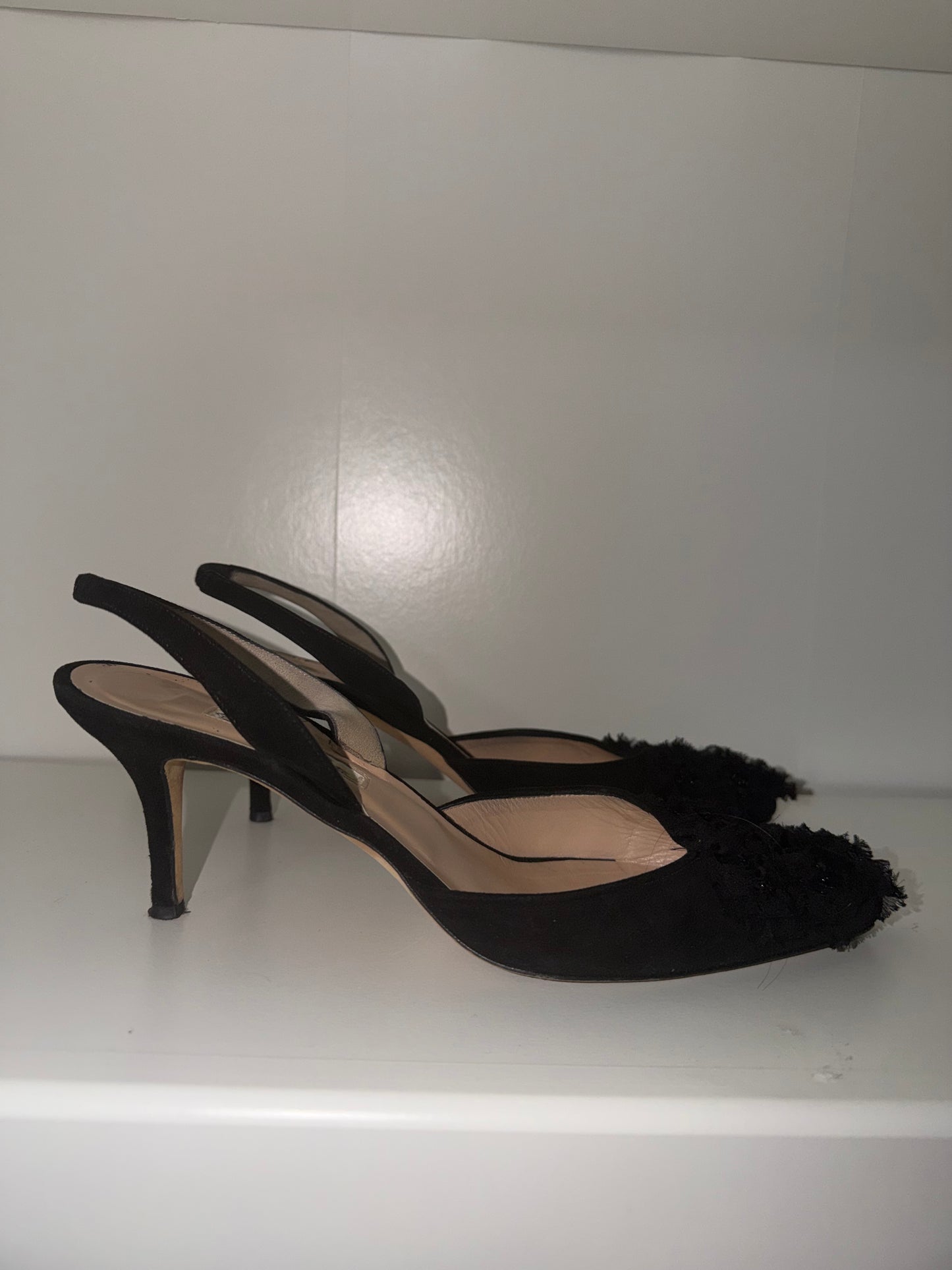 Oscar de la Renta Embellished Slingback Kitten Heels