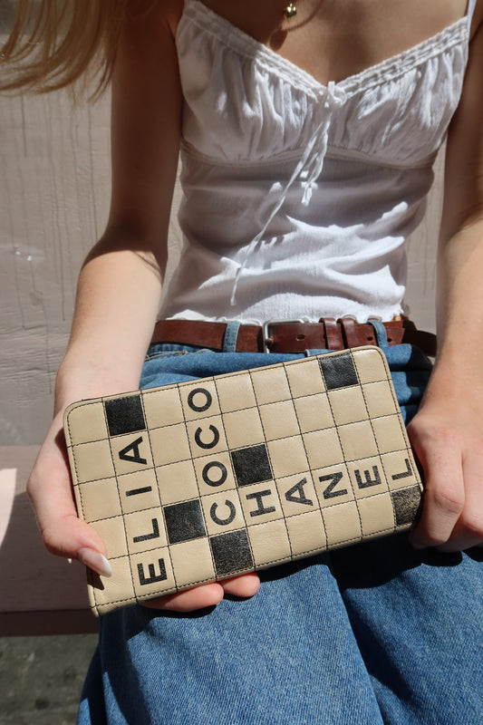 Chanel “Scrabble” Wallet – Beige & Black