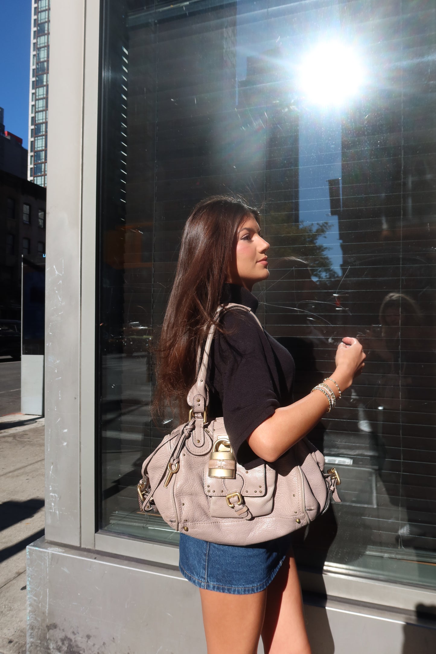 Chloé Paddington Satchel in Taupe Pebbled Leather