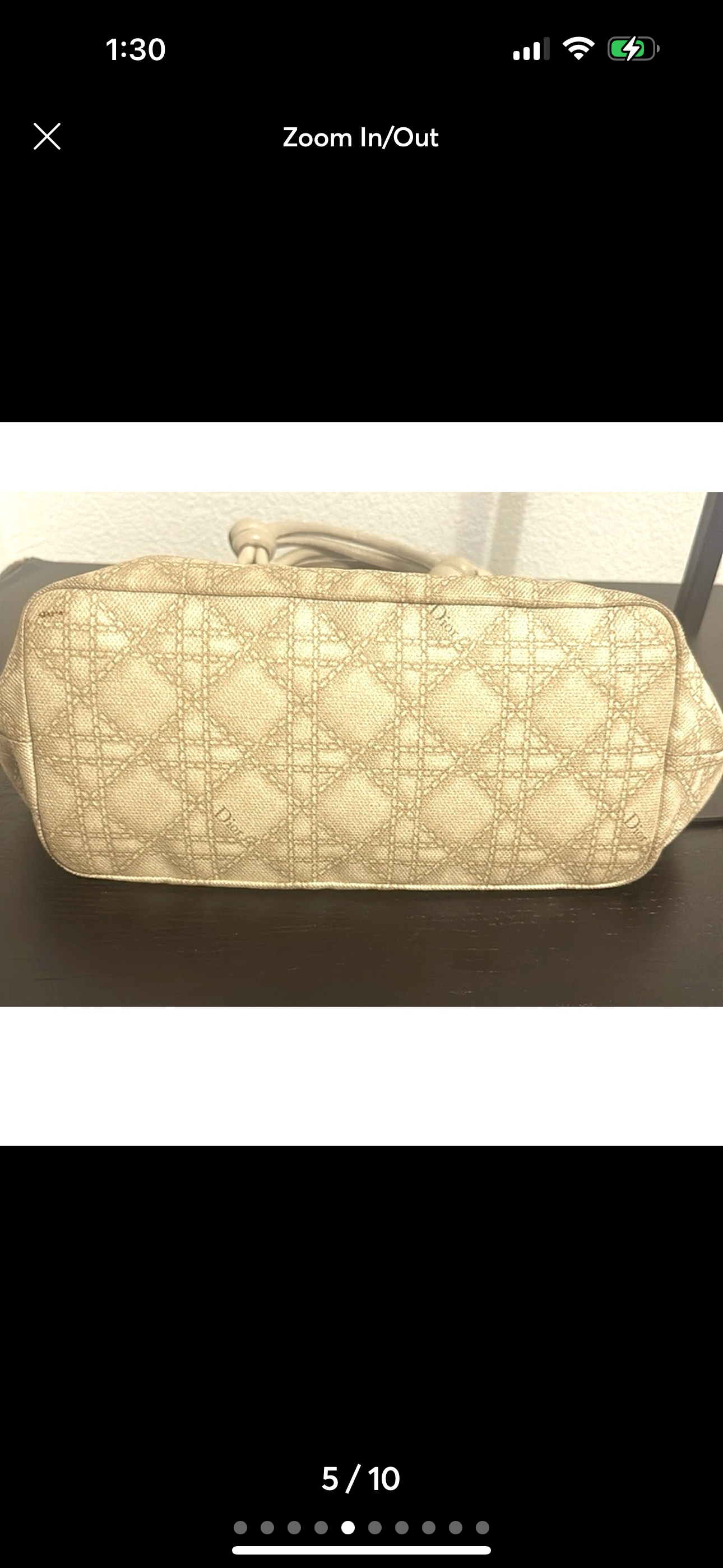 Christian Dior Beige Cannage Canvas Tote Bag