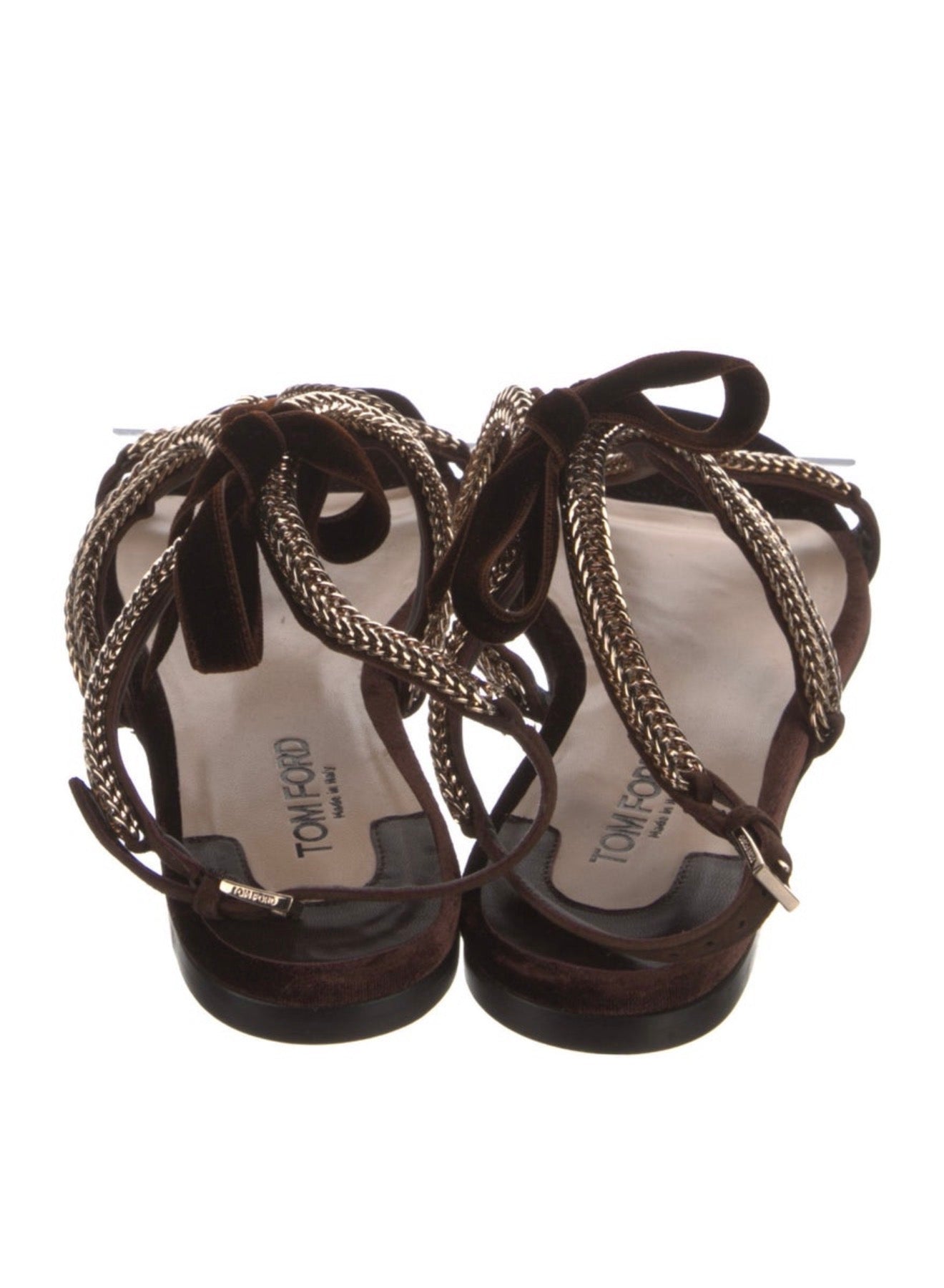 Tom Ford Velvet Chain-Link with bow Accents Gladiator Sandals