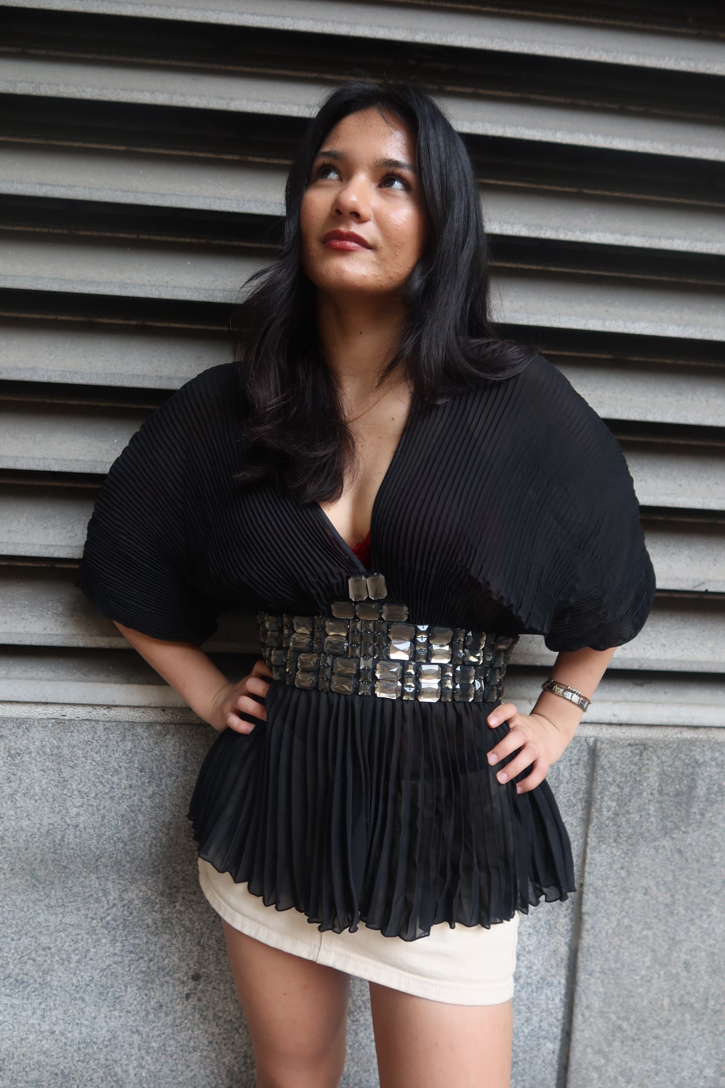 Roberto Cavalli Class Pleated Embellished Top