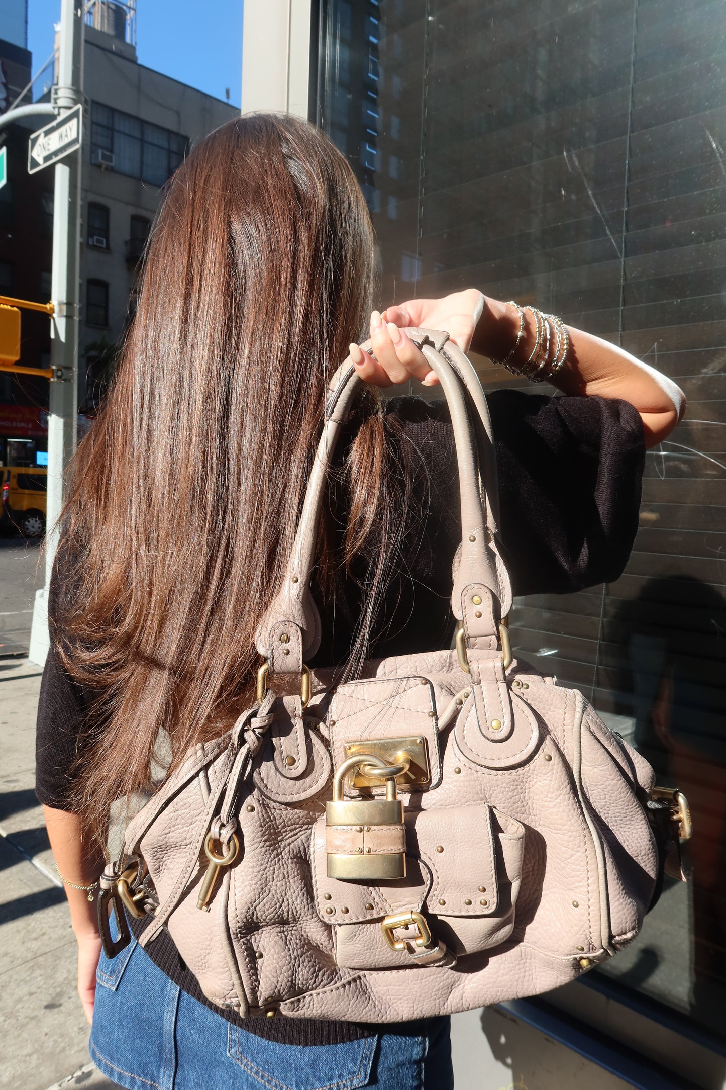 Chloé Paddington Satchel in Taupe Pebbled Leather