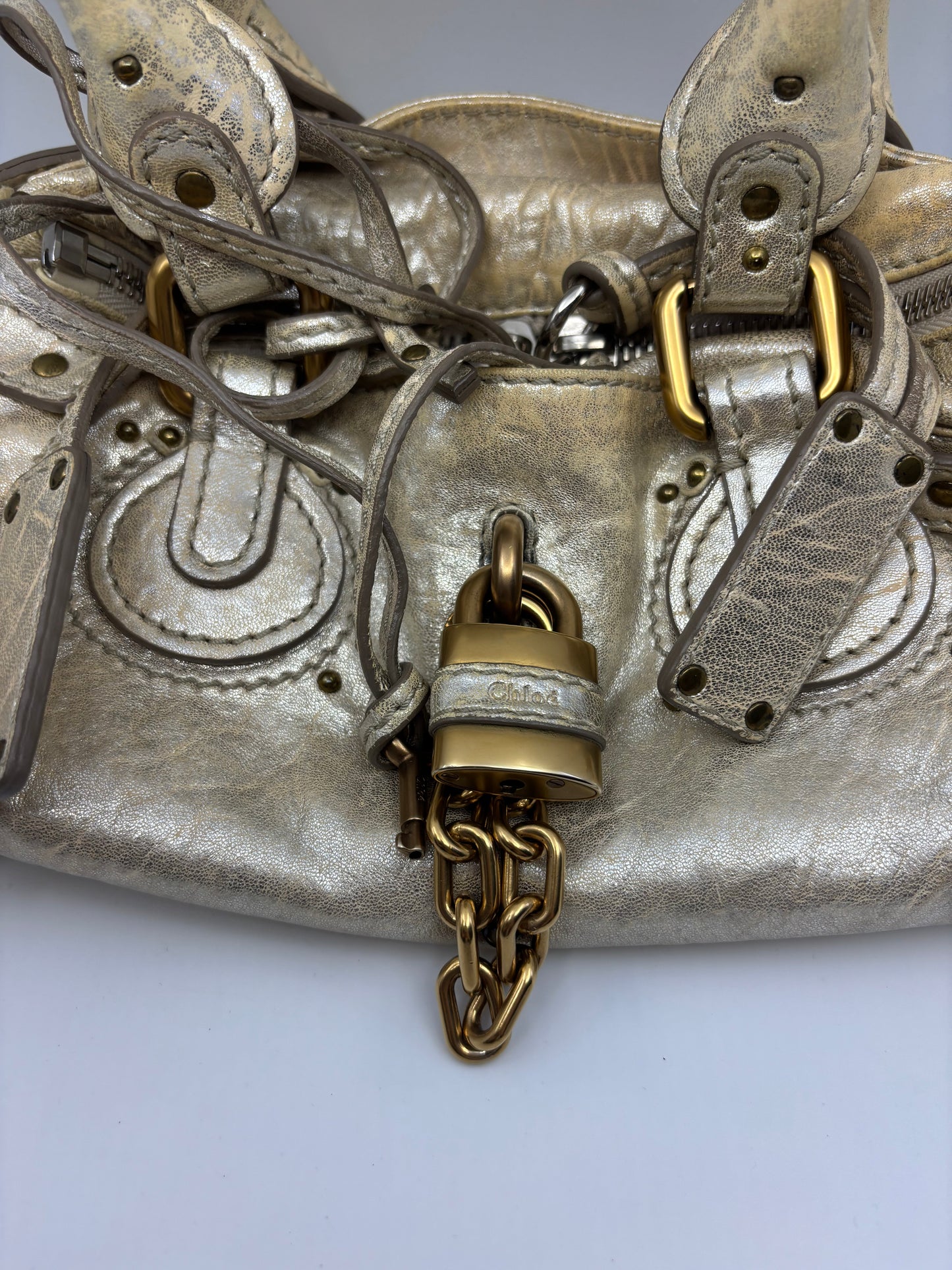 Chloe Paddington Metallic Gold Satchel – Vintage IT Bag