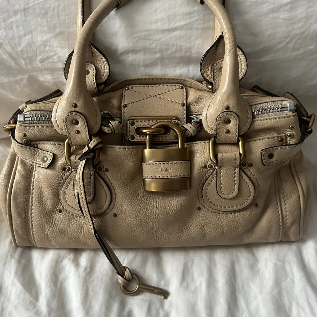 Z Chloé Paddington Bag – Taupe Leather with Gold Hardware