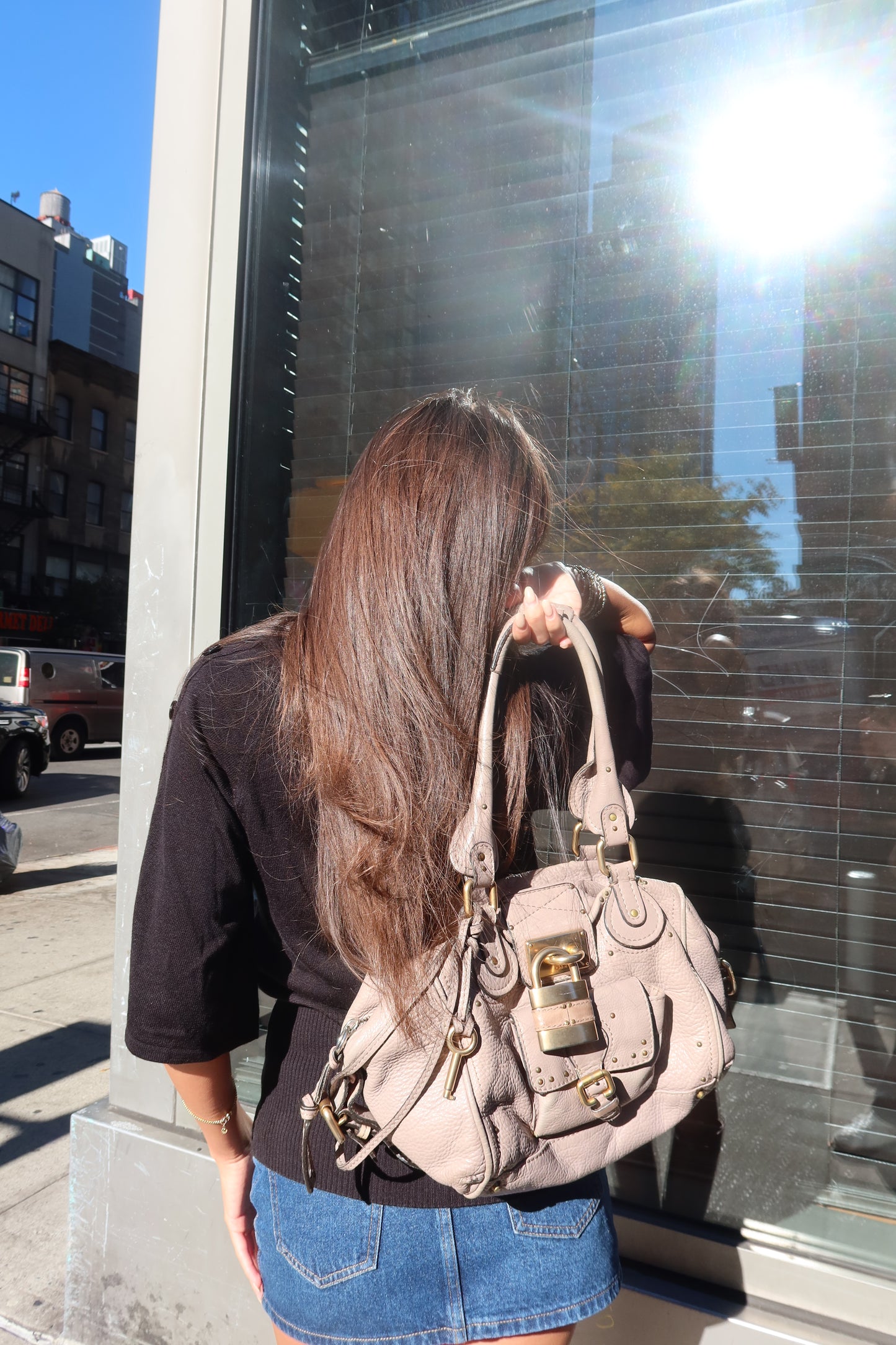 Chloé Paddington Satchel in Taupe Pebbled Leather