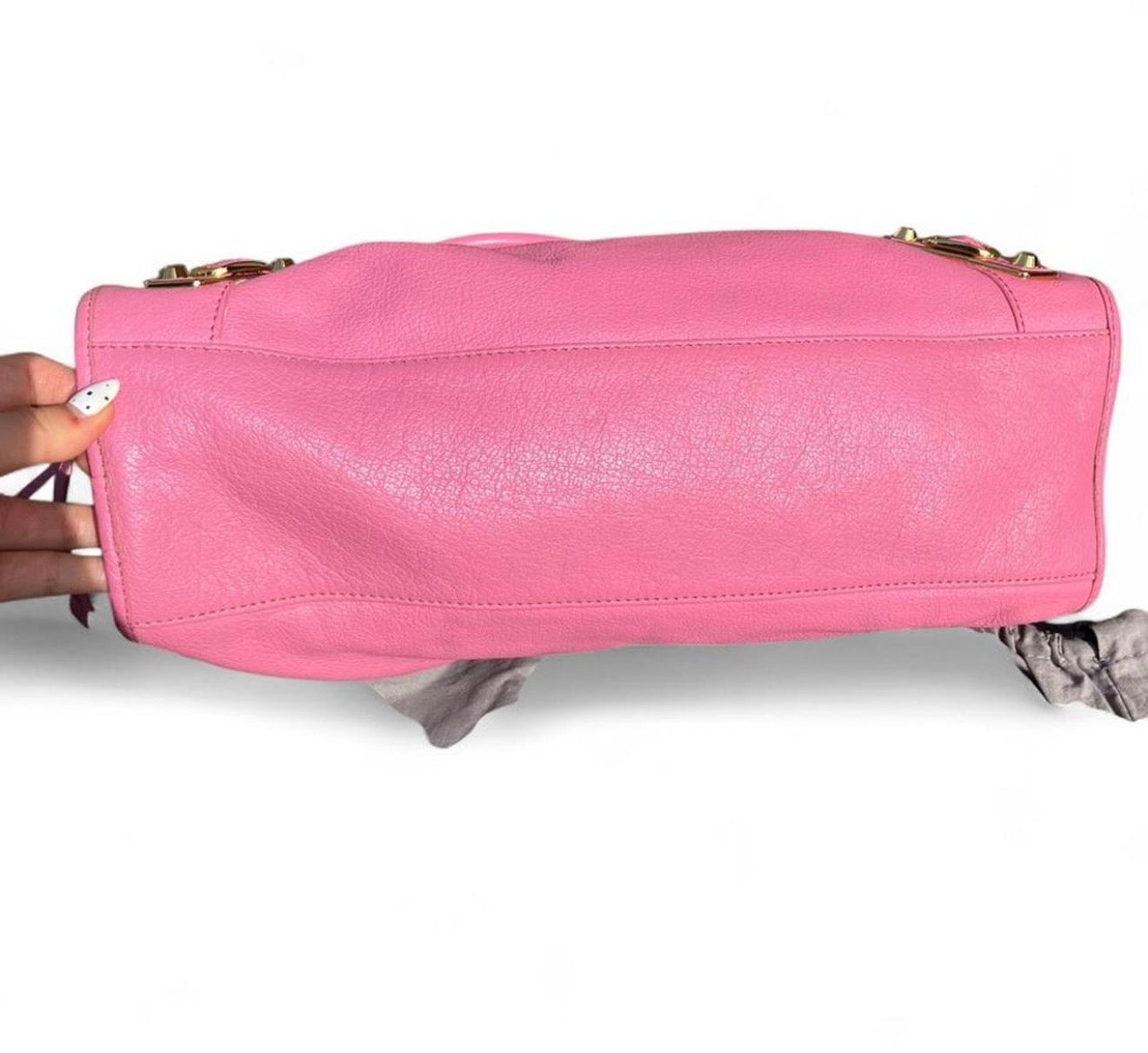 Balenciaga City Bag Pink Leather Gold Hardware Classic Motorcycle
