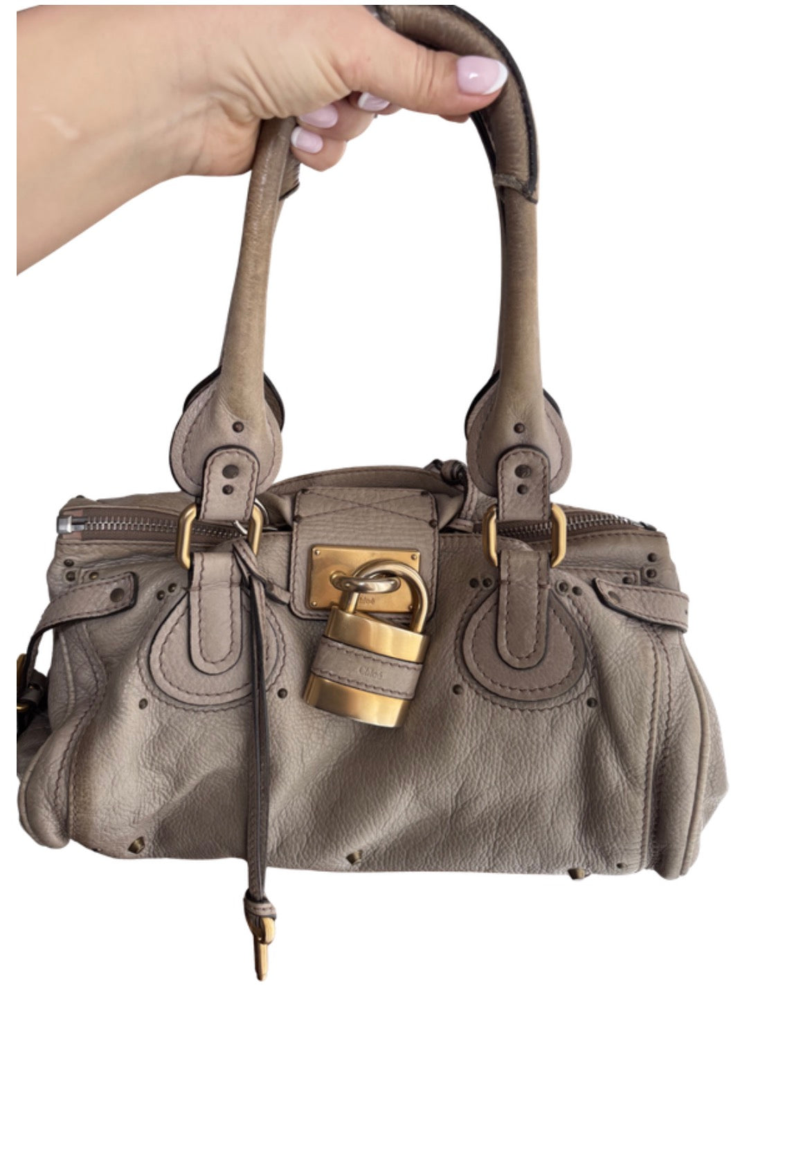 Z Chloé Paddington Bag – Taupe Leather with Gold Hardware