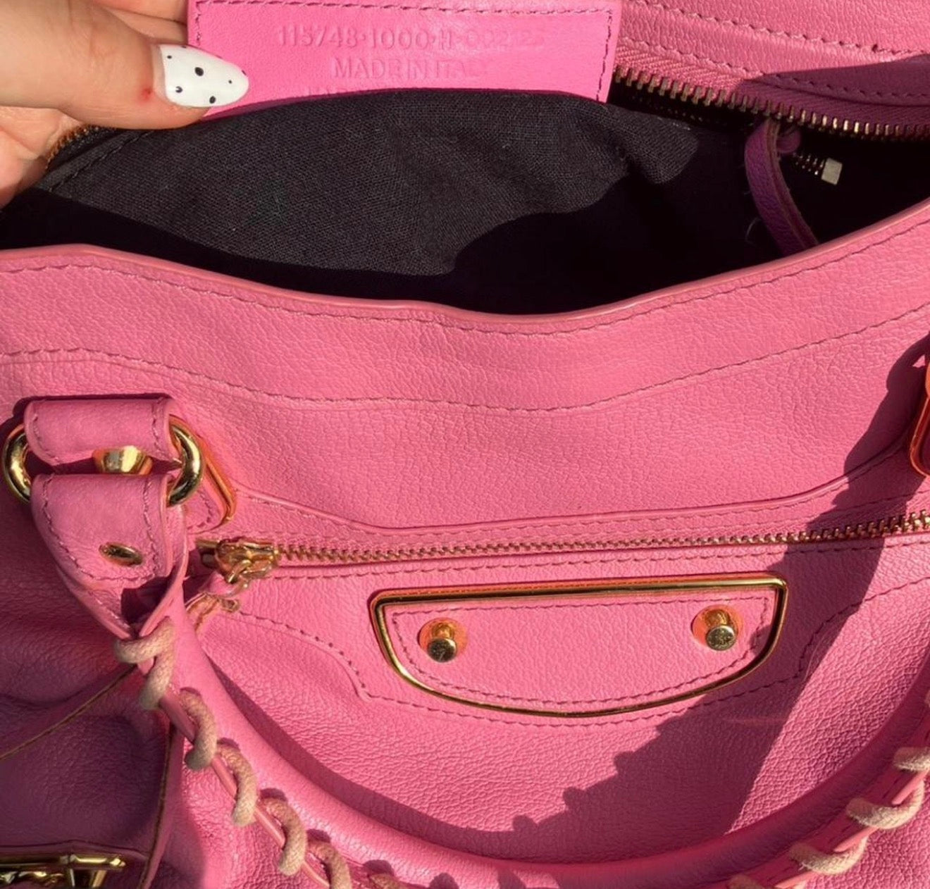 Balenciaga City Bag Pink Leather Gold Hardware Classic Motorcycle