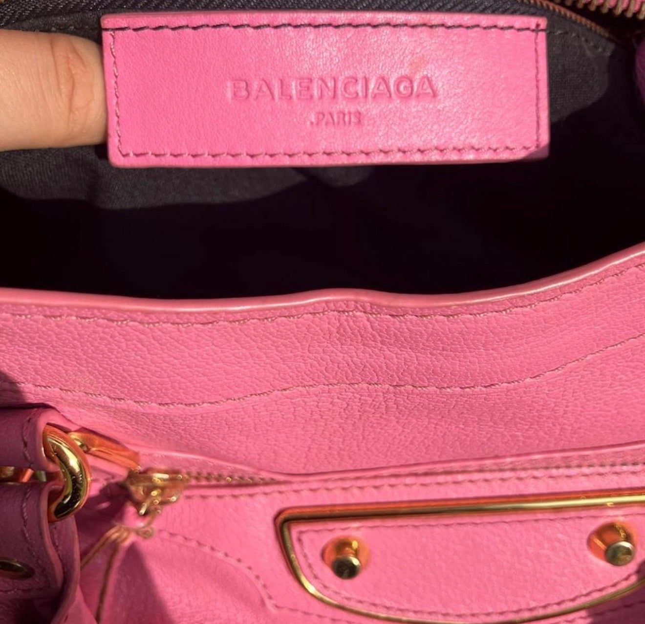 Balenciaga City Bag Pink Leather Gold Hardware Classic Motorcycle
