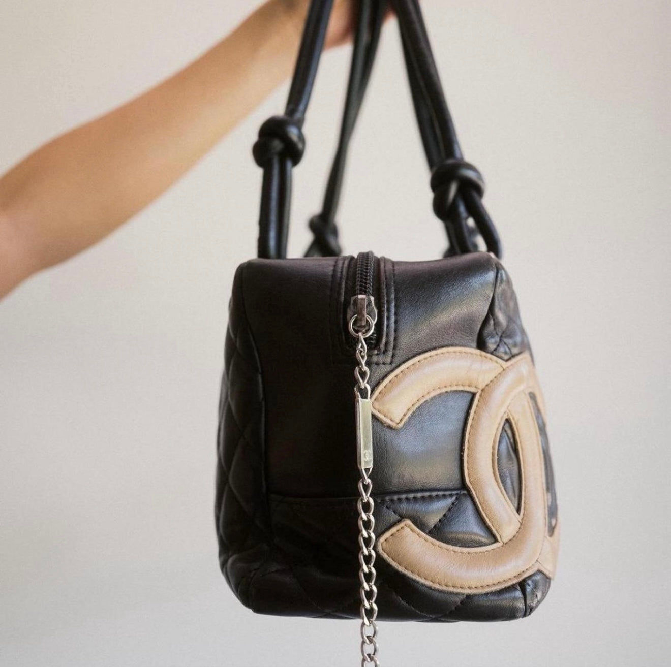 Chanel Cambon Ligne Bowler Bag – Black & Beige Lambskin