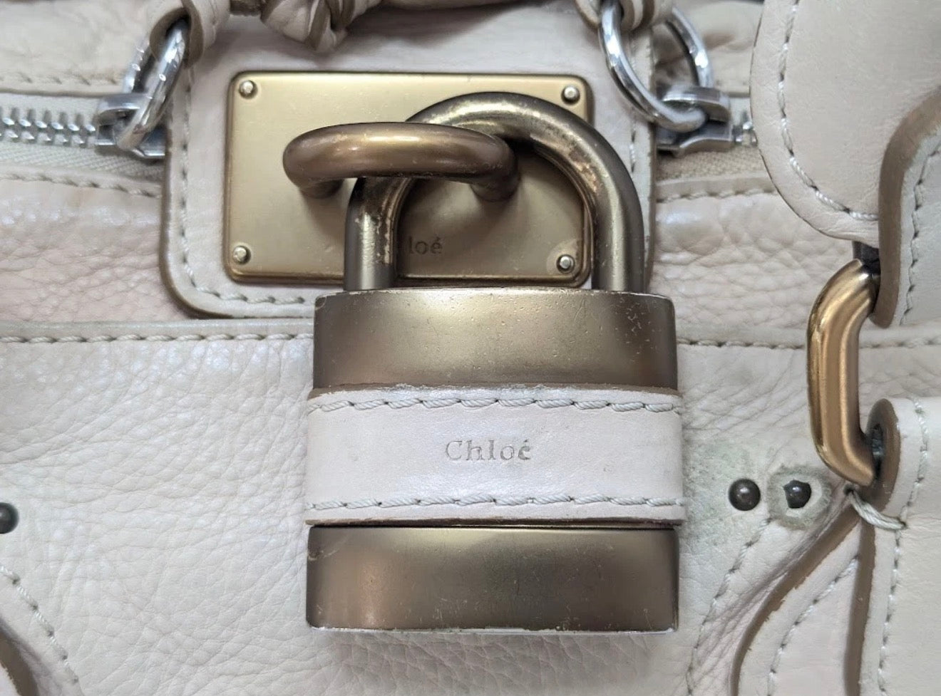 Chloe Paddington Leather Satchel – White