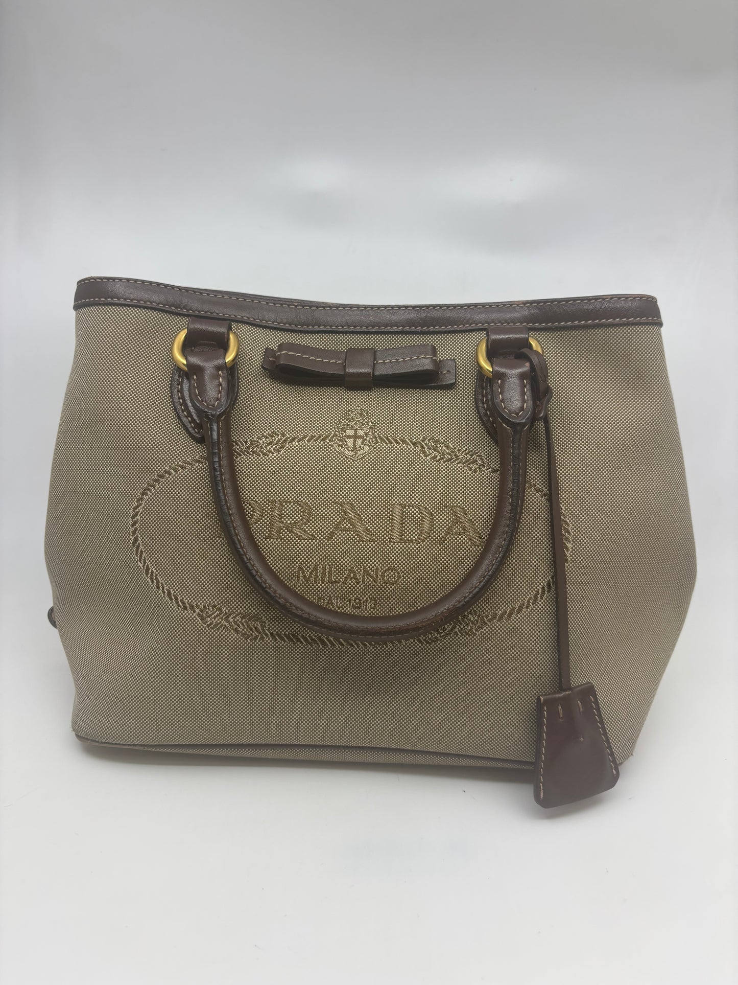 Prada Canapa Canvas Bowler Tote